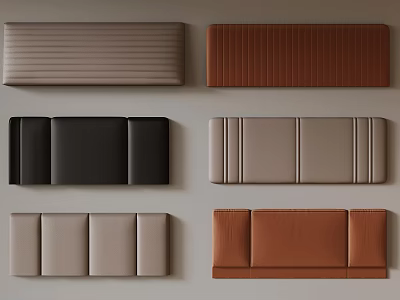 Modern Upholstered Headboards In Multiple Styles And Various Colors With Striped And Paneled Designs 3d model