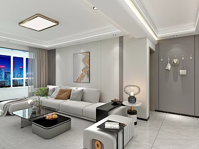 Modern Light Luxury Sofa And Coffee Table Combination For Elegant Bright Comfortable Home Living Space 3d model