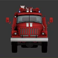 Red 3D Rendered Fire Truck With Ladder And Number 7 On Body