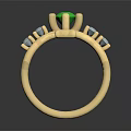Luxurious Gold Ring With Central Green Gemstone And Blue Accent Gemstones