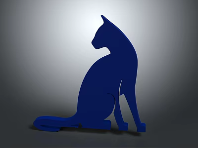 Blue Sitting Cat Shaped Furniture Decor With Smooth Surface And Modern Design 3d model