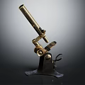 Vintage Commercial Brass Microscope With Adjustable Metal Stand And Optical Lens For Laboratory Research Use