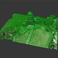 Detailed Traditional Japanese Castle Model With Green Landscape Trees Pathways And Garden