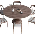 Dining table and chair combination round table 3d model