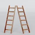 Two Wooden Ladders Leaning Together Against Light Background For Household Use