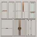 Modern Hinged Doors With Glass Inserts Metal Handles And Stylish Panel Designs 3d model
