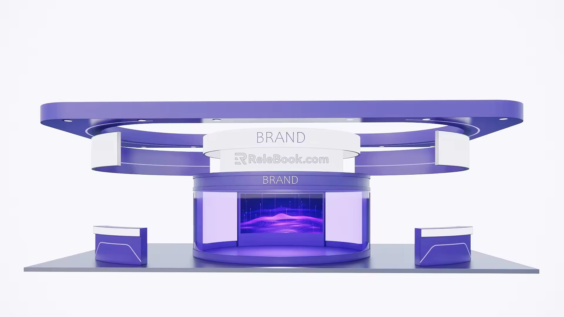 Purple technology booth circular structure 3d model