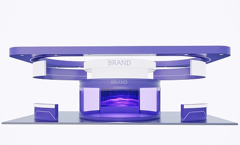 Purple technology booth circular structure 3d model