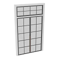 Modern Glass Door With Grid Pattern And Black Frame For Stylish Interior Design