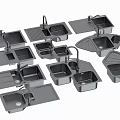 Modern Kitchen Sinks With Various Black Designs And Different Styles 3d model