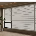 Modern Vertical Window Blinds In Bright Room With Wooden Floor And Potted Plant