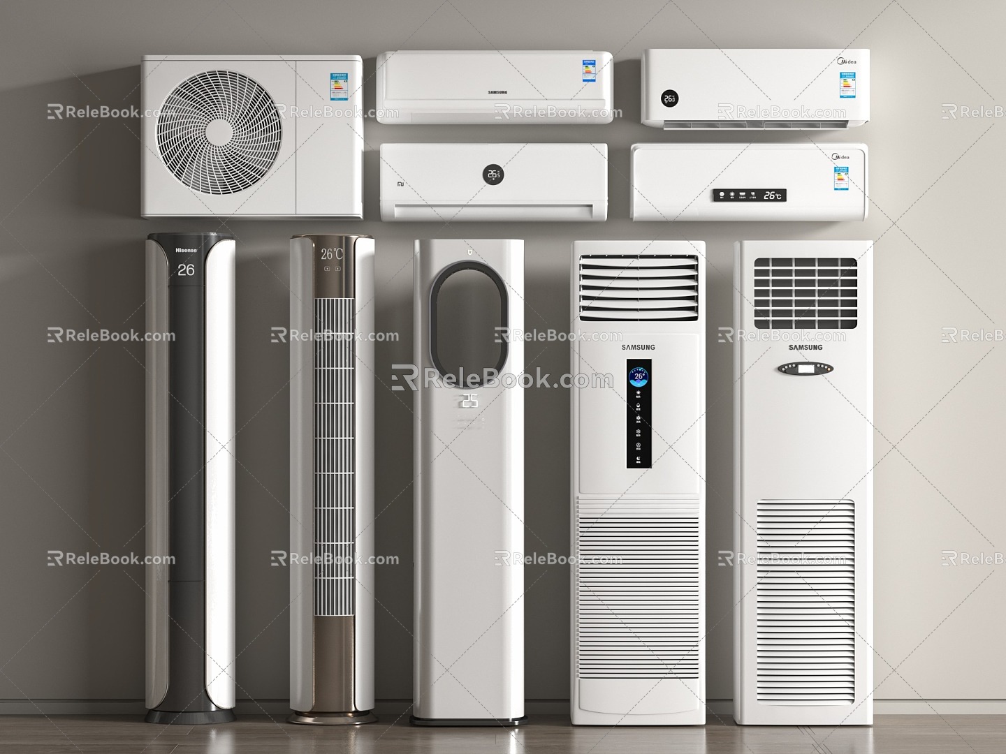 Air conditioner combined vertical air conditioner wall-mounted air conditioner 3d model