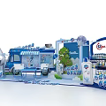 Junlebao Exhibition Booth Featuring Blue Truck and Fresh Dairy Products Promoting Healthy Lifestyle