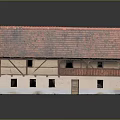 Traditional Model House With Red Tiled Roof Wooden Structure And Beige Walls
