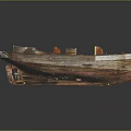 Traditional Wooden Boat With Vintage Design Storage Compartments And Weathered Brown Wood