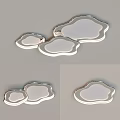 Modern Cloud Shaped Ceiling Light With Silver Frame And White Shade Design 3d model