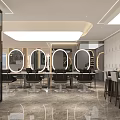 Modern Elegant Beauty Hair Salon Interior With Marble Floor Mirrors And Styling Chairs
