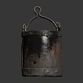 Vintage Metal Bucket With Handle And Worn Rustic Surface For Daily Use