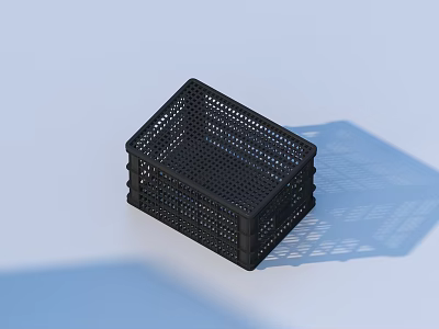 Black Plastic Storage Basket With Mesh Design For Organizing Daily Items 3d model