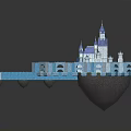 Enchanting Floating Island Castle With Blue Spires And Encircling Walls