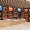 Modern Tobacco And Liquor Store Interior With Shelves Of Wines Spirits And Counter