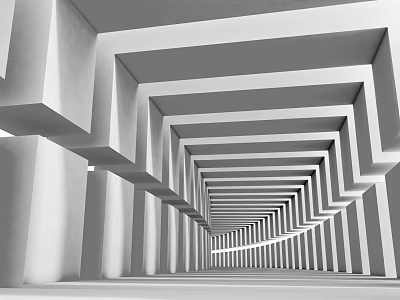 Modern Elevator Corridor With Receding Geometric Structures Linear Design And Architectural Elements 3d model