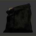 Black Fabric Bag Full Of Golden Coins On Gray Background
