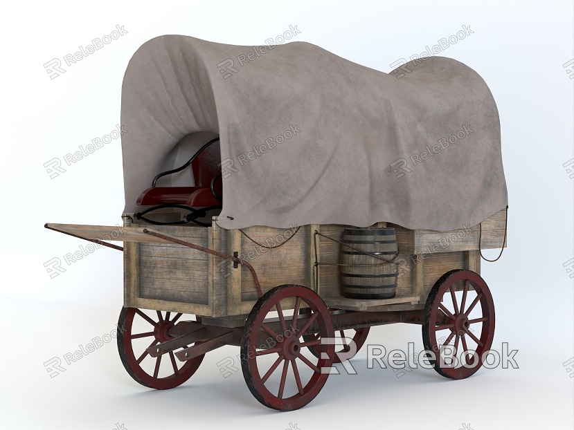 Retro Carriage Carriage Trailer Carriage Trailer Carriage Accessories Carriage Wagon Four-wheeled Carriage Sunshade Carriage Transportation model