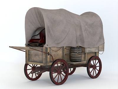 Retro Carriage Trailer Carriage Trailer Carriage Accessories Carriage Wagon Four-wheeled Carriage Sunshade Carriage Transportation model