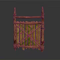 Rustic Wooden Gate With Spiked Tops Crossed Slats And Mossy Details