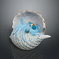 Blue Octopus With Yellow Eyes Inside Decorative Shell Featuring Blue Spots 3d model