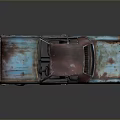 Rusty Vintage Car With Blue And Red Weathered Exterior Body Design