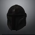 Detailed Structured Metal Mandalorian Helmet With Shiny Surface And Visor