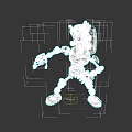 Robotic Game Movie Character With Green Purple Accents Mechanical Limbs And Glowing Elements