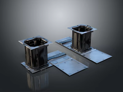 Heavy Duty Metal Base Units With Square Structures And Flat Mounting Plates 3d model