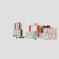 Festive Christmas Wall Decor with Colorful Gift Boxes Bows and Holiday Patterns