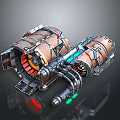 Mechanical Themed Home Decor Item With Metallic Cylinders And Colorful Lights