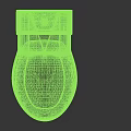 Light Green Toilet With Toilet Paper Roll And Toilet Brush In Bathroom
