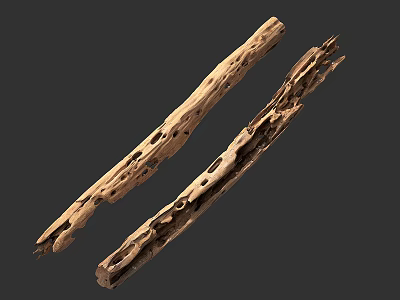 Natural Stone Wood Logs With Holes And Rough Textured Surface 3d model