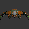 Detailed Futuristic Armored Humanoid Character With Green And Orange Exoskeleton Suit Design