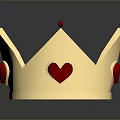 Metal Hardware Tools Golden Crown With Red Heart Ornaments And Shiny Surface