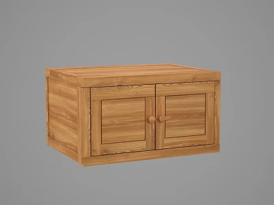 Solid Oak Wooden Wardrobe With Double Door Simple Design Storage Cabinet 3d model