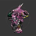 Intelligent Machine Pink Armored Mech With Green Core And Sharp Appendages