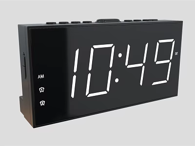 Modern Black LED Digital Clock With AM Time Display Alarm Function 3d model