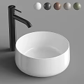 White Round Ceramic Wash Basin With Black Faucet In Modern Minimalist Design