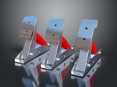 Stainless Steel Fitness Support Brackets With Red Padding For Training Equipment 3d model