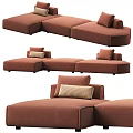Modern Modular Sectional Sofa With Brown Upholstery Multiple Configurations And Striped Cushions 3d model