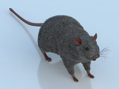 Realistic Gray Reptile With Long Tail And Claws On Light Blue Surface 3d model