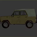 Vintage Military Green Off Road Vehicle With Canvas Top And Classic Design Details