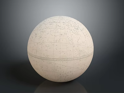 Celestial Globe With Detailed Star Charts Grid Lines And Smooth White Surface For 3d model